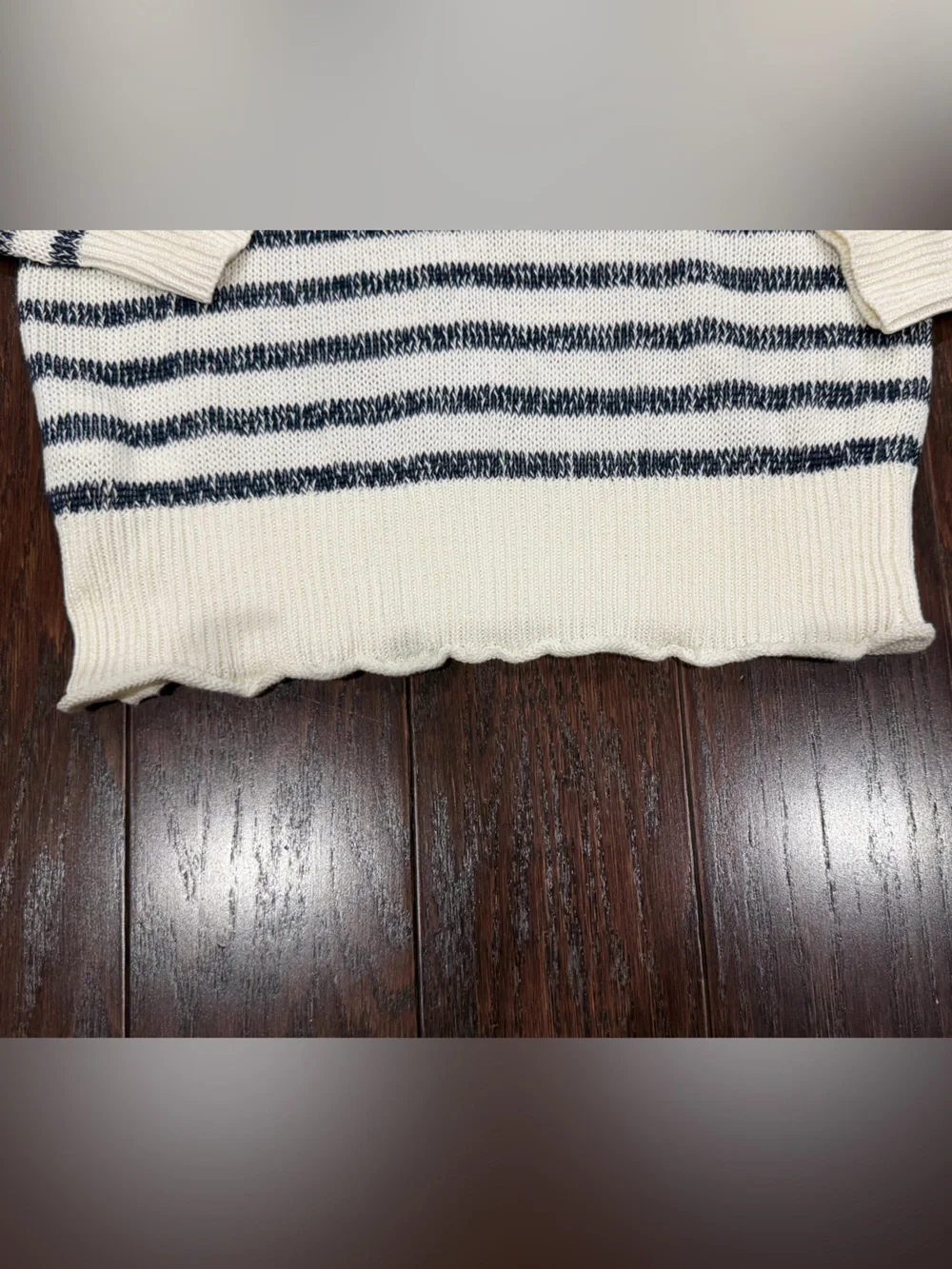 J.Crew Women Stripe Sweater Small Linen Blend Navy WhiteGold Button Nautical NEW